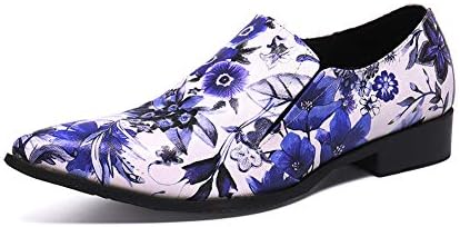 Men's Fashion Leather Formal Shoes Printed Oxfords Casual Classic Mens Loafer Slip on Pointed Toe Wedding Prom Office