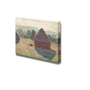 Haystacks,Midday by Claude Monet - Canvas Print Wall Art Famous Painting Reproduction - 12" x 18"