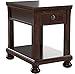 Signature Design by Ashley Porter Traditional Hand-Finished Rectangular Chair Side End Table, Dark Brown
