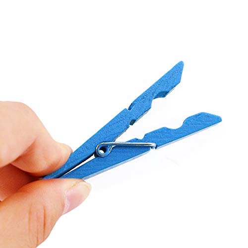 Faxco 60 Pcs 2.8'' Colored Wooden Clothespins, Photo Paper Peg Hang Pins, DIY Photo Clips - Thumbnail 4