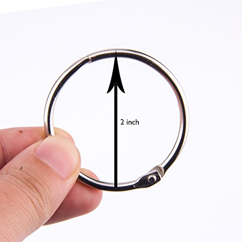 Kootiko 100 Pcs Loose Leaf Book Rings Assorted Sizes, Metal Binder Rings Keychain Key Ring Nickel Plated 1.2 inch 1.5 inch 1.8 inch 2 inch for Scrapbook Notebook Office Supplier School - Thumbnail 4