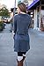 Mixmax Women Lapel Neck Long Sleeve Loose Dress Sides Slit Shirt Dress (X-Large, Blue)