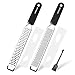 LEMCASE Lemon Zester and Cheese Grater - Citrus, Parmesan, Chocolate, Nutmeg, Garlic, Ginger - Silicone Handle and Stainless Steel Blades with Protective Cover | Black (2 Piece Set)