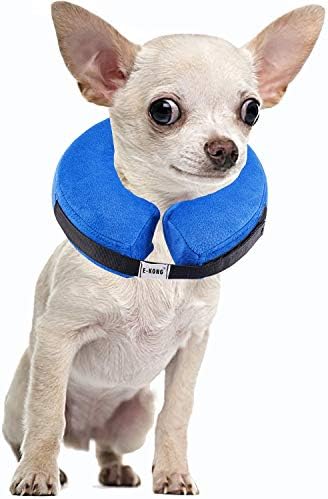 E-KONG Dog Collar Protective Adjustable Cats Recovery Collar Inflatable Cone Collar for Pets After Surgery (Small)