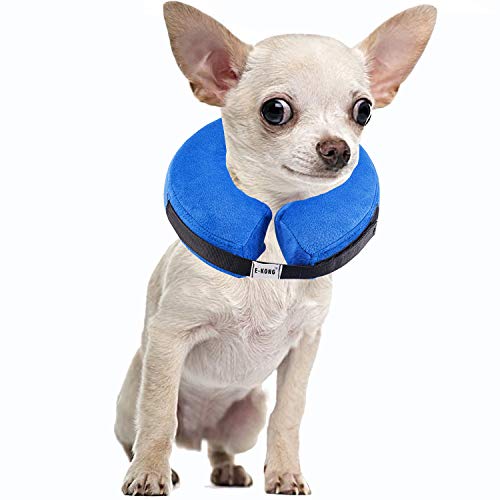 E-KONG Dog Collar Protective Adjustable Cats Recovery Collar Inflatable Cone Collar for Pets After Surgery (Small)