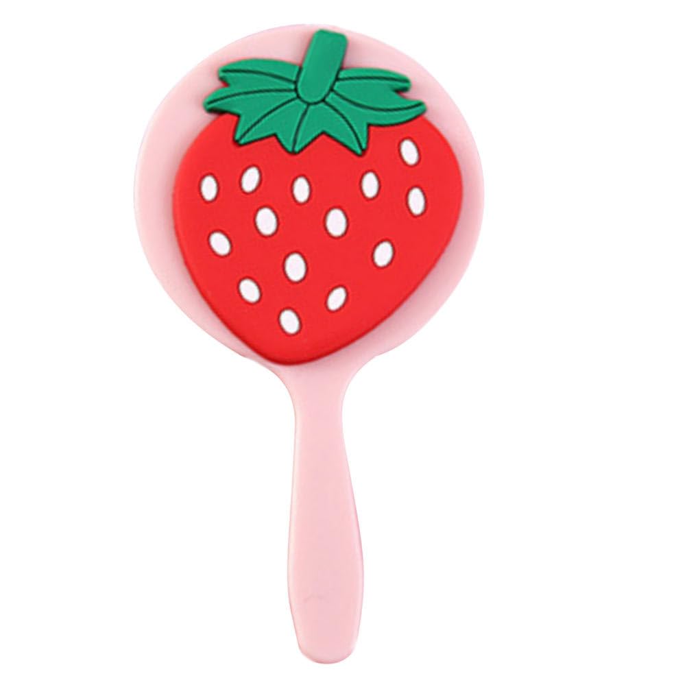 Cabilock Handheld Strawberry Mirror Makeup Mirror Portable Cosmetic for Travel Hand for Women