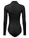 Doublju Jersey Knit Stretchy Mockneck Bodysuit For Women With Plus Size (Made In USA)