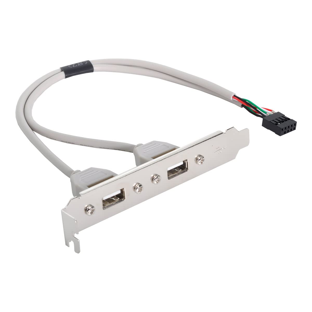 HDMIHOME 40cm Dual USB 2.0 A Type Female to Motherboard 9 Pin Header Cable with PCI Bracket Screw Panel