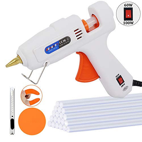 AONOKOY 60/100W Hot Glue Gun, Full Size (Not Mini) Dual Power Heavy Duty High Temp Melt Glue Gun Kit with 20 Pcs Glue Sticks(0.43'' x 5.9") for Arts & Crafts, Quick Repairs, Festival Decoration