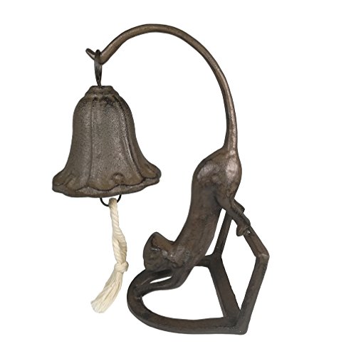 DreamsEden Cat Pet Desk Call Bell, Rustic Cast Iron Art Figurine Dinner Bell for Office Home Decoration (Cat)