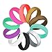COOLOO 10 Pack Silicone Wedding Ring for Women, Premium Medical Grade Wedding Bands Thin and Stackable Durable Comfortable Rubber Rings, Black White Pink Silver primary