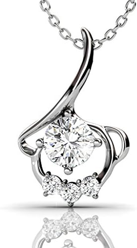 Majestic Jewelry Angelic Pendant Necklace, White Gold Plated, Swarovski Elements Crystal, with a Gift Box