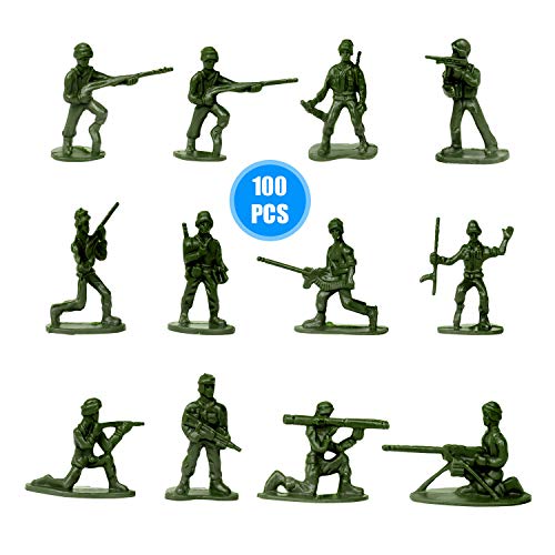 HAPTIME 100 Pcs Various Pose Toy Soldiers Figures, Army Men Green