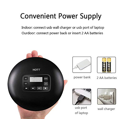 Portable cd Player, personal CD Player, CD Walkman, with LCD Display, support CD and MP3 disc, enjoy your music and audio book - Thumbnail 4