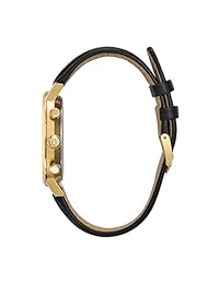 Bulova Acero Inoxidable y vestido de piel reloj de cuarzo de los hombres, color: negro (Modelo: 97b155)
