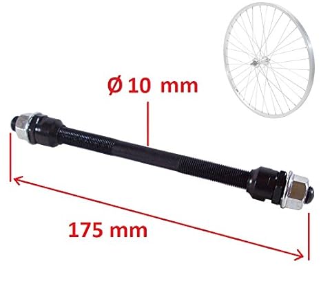 cyclingcolors HINTERRADACHSE 10x175 MM Fahrrad UNIVERSAL Achse SOLID MASSIV NABE HINTERRAD Vintage Oldtimer Radsport MTB RENN