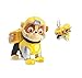 Paw Patrol Mighty Pups Rubble Figure with Light-up Badge and Paws with Bonus 12 Stickers Sheet Bundle (2 Items)