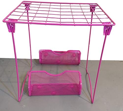 Locker Room Wire Locker Shelf 11.8โ X 10.04โ X 12.4โ and 2 Magnetic Locker Baskets Caddy Pencil Holders with 3 Cute erasers Bundle (Pink)