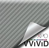 VViViD Silver Carbon Fiber Weatherproof Faux Leather Finish Marine Vinyl Fabric (10ft x 54