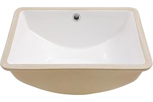 Kichae Bathroom Sink Undermount - 18"x14" Vanity Sink Modern White Rectangle Undermount Sink Porcelain Ceramic Lavatory Vanity Bathroom Sink with Overflow