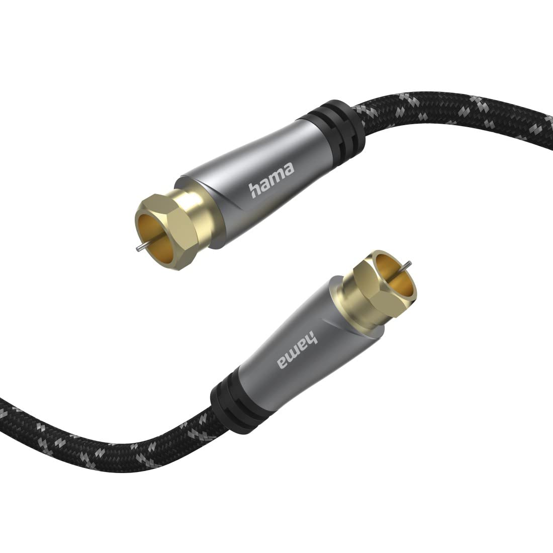 Hama 205079 Satellite Connection Cable F-Connector to F-Connector Gold-Plated Metal 5.0 m 120 dB, black