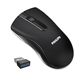 PHILIPS 2.4Ghz Wireless Mouse Slim Click Wireless Computer Mice Optical Mouse with USB Nano Receiver for PC, Laptop, Computer and Mac, Black