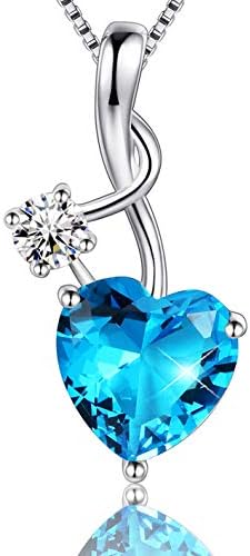 MUATOGIML 925 Sterling Silver Love Heart Infinity Birthstone Teardrop Pendant Necklace Jewelry Gifts for Women Mom Wife