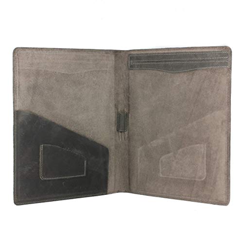 PEGAI Rustic Leather Portfolio/Legal Padfolio, Handcrafted Distressed Leather Pad Folio - Marshall | Rock Gray - Thumbnail 3