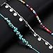 YAHPERN Anklets For Women Color Beads Turquoise Drop Sequin Charm Adjustable Ankle Bracelets Set Boho Multilayer Beach Foot Jewelry (silver)