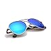 Zacway Small Polarized Spring Hinges Metal Aviator Sunglasses UV400 52mm (Silver Frame/Mirror Blue Lens, 52)