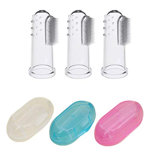 Jochebed Baby Finger Toothbrush for Training Teething – Infant & Toddles & Lids Teeth Brush Soft Babies Toothbrushes…