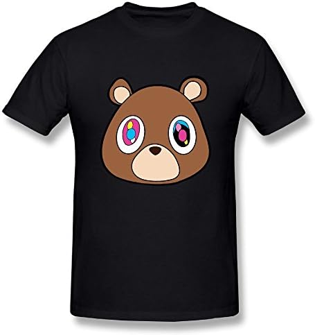 T-shirt Kanye West Bear Men's Round Neck Fashion Casual Graphic Short Sleeve Tees Tops Black