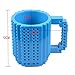 Brick Mugs [Updated Version] Fubarbar 12 oz Coffee Cups Funny Tea Mug Beverage Cup Built-on Building Bricks enjoy Creative Time (Blue)