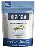 Muscle Soak Bath Salt 32 Ounces Epsom Salt with Peppermint and Eucalyptus Essential Oils Plus Vitamin C and All Natural Ingredients BPA Free Pouch With Easy Press-Lock Seal