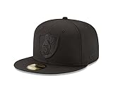 New Era NFL Oakland Raiders Men's Black On Black 59Fifty Fitted Cap, 7 3/4