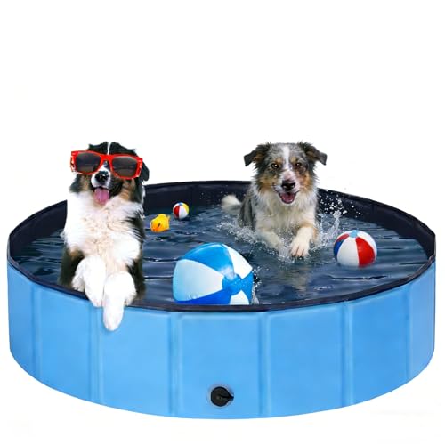 Ezilif Dog Pool for Large and Small Dogs, Foldable Dog Pool, Non-Slip, 120 x 30 cm Swimming Pool for Dogs, Thickened PVC, Paddling Pool, Dog Wear-Resistant, Dog Bathtub, Swimming Pool for Children