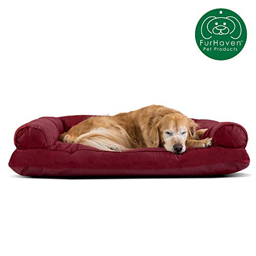 Furhaven Pet Dog Ultra Bed Push Plush Faux Fur & Suede Pillow