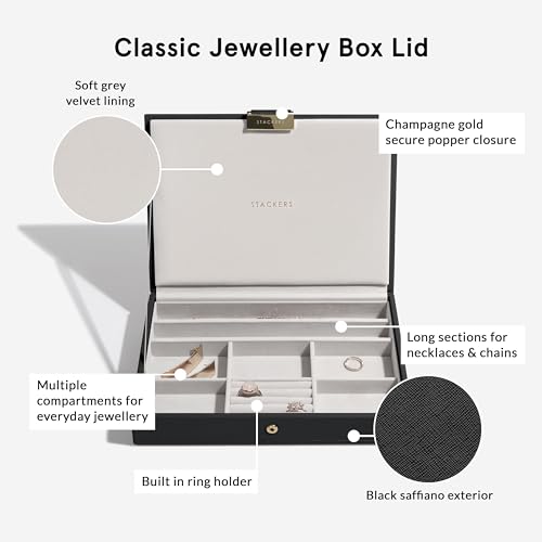 Stackers Classic Black Raffia Jewelry Box, Set of 4