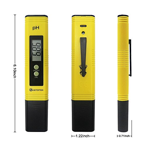 KETOTEK Digital PH Meter, PH Meter with ATC, Water PH Test Meter with 0.00-14.00PH Measure Range for Drinking Water, Hydroponics, Aquariums, Swimming Pools. High Accuracy 0.01 PH Pen Tester