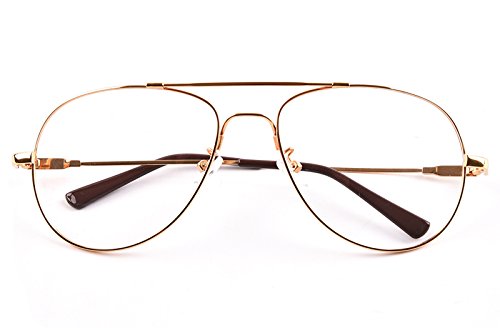 Agstum Large Aviator Full-flex Optical Memory Titanium Eyeglasses Frame 56mm (Gold)