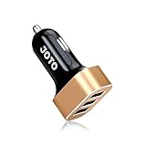 [ USB Car Charger ] JOTO 6.6A/33W 3 Ports USB Car Charger with Smart IC Intelligent High Speed Charging [Metal Series] - Portable Fast Vehicle Charger compatible to Apple and Android devices (iPhone, iPad, Apple Watch, Samsung Galaxy, Galaxy S6, HTC M9, Nexus, Motorola, Nokia, Sony, MP3, GPS, Bluetooth Speaker and More) Mobile Smartphones and Tablets UNIVERSAL Portable Rapid Travel Charger, 3 USB Quick Car Charger Adapter [Gold / Black]