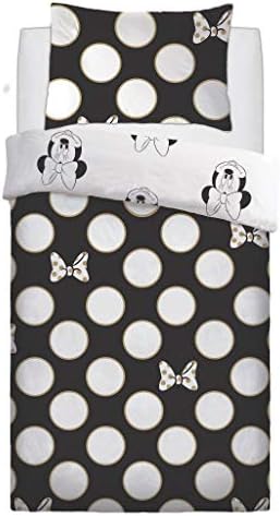 EHDDisney and Warner Bros Characters Duvet Cover Sets Luxurious Reversible Kids Adults Bedding Sets (Minnie Gold Bows, Single)