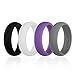 Swagmat Women’s Silicone Wedding Ring Bands – 4 Ring Pack – Black, Boulder Gray, Seashell White, Royal Purple - 5.5 mm Width - 2 mm Thickness