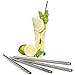 Stainless Steel Straws - Set of 5 Wide Metal Smoothie Straws with Cleaning Brush