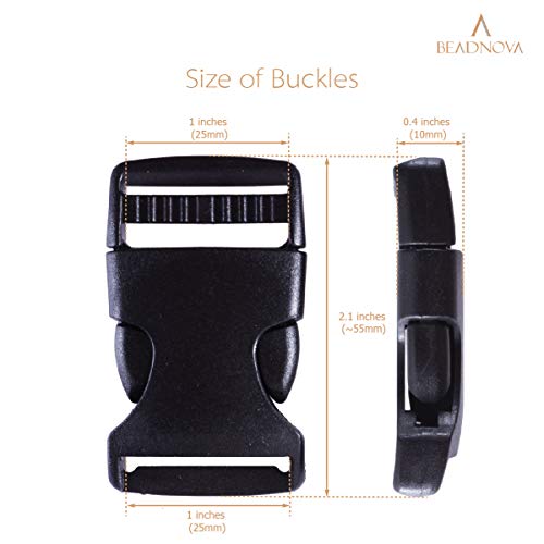 BEADNOVA Side Release Buckle 1 Inch Plastic Buckles 1 Inch Buckle Clip