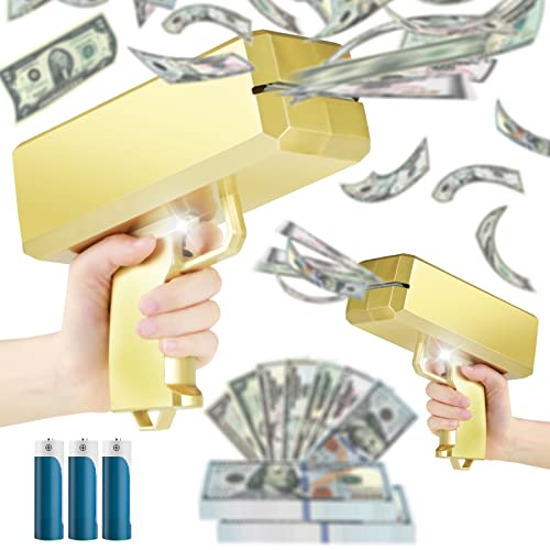 Gold Money Gun Shooter 201 PCS Prop Money, Cash Cannon Prop Guns