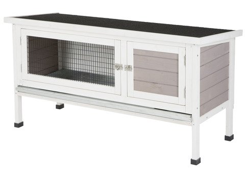 Kerbl Pet Nagerhaus Freddy, Kleintierstall, Nagerstall, grau, weiÃ, 116x45x62cm, Holz, Hasen, Kaninchen, Meerschweinchen, herausziehbare Wanne