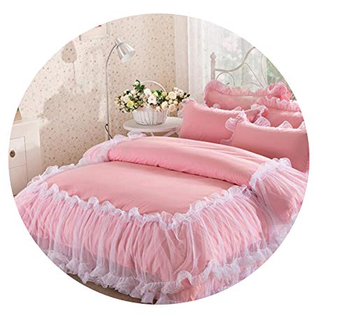 Lace Bedding Set King Queen Size 4pcs Princess Bed Sheet Pillowcases,D,Full 150x200 cm Bed