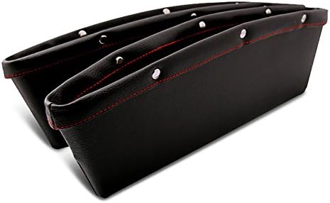 Car Organizer Mounted Console Gap Filler Seat Catcher Pocket Out Car Interior Accessories, Premium PU Leather (Set of 2) Black