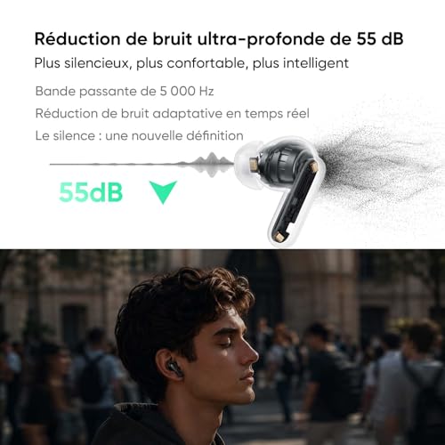 realme Buds Air 8 Pro Wireless Bluetooth Headphones, Adaptive 55dB, 11mm+6mm Speakers Dual DAC, 50H Battery Life, LHDC, Hi-Res Audio, Bluetooth 6.1, Noise Reduction AI Calls, IP55, Black